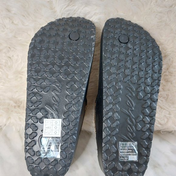 SKECHERS Woman's  Black Cali Gear Cali Breeze 2.0 Uproar Leopard Sandals 8M - Picture 5 of 6